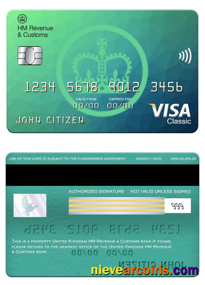 United Kingdom HM Revenue & Customs bank visa classic card